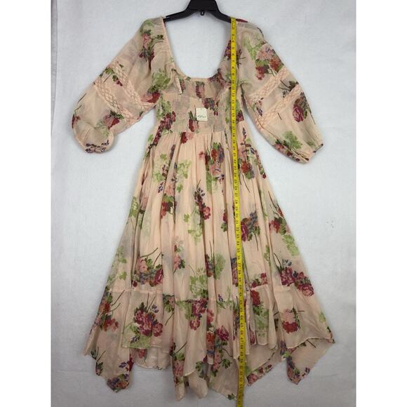 Morning Glory Smocked Floral Maxi Dress Pink M NWT - Picture 6 of 14